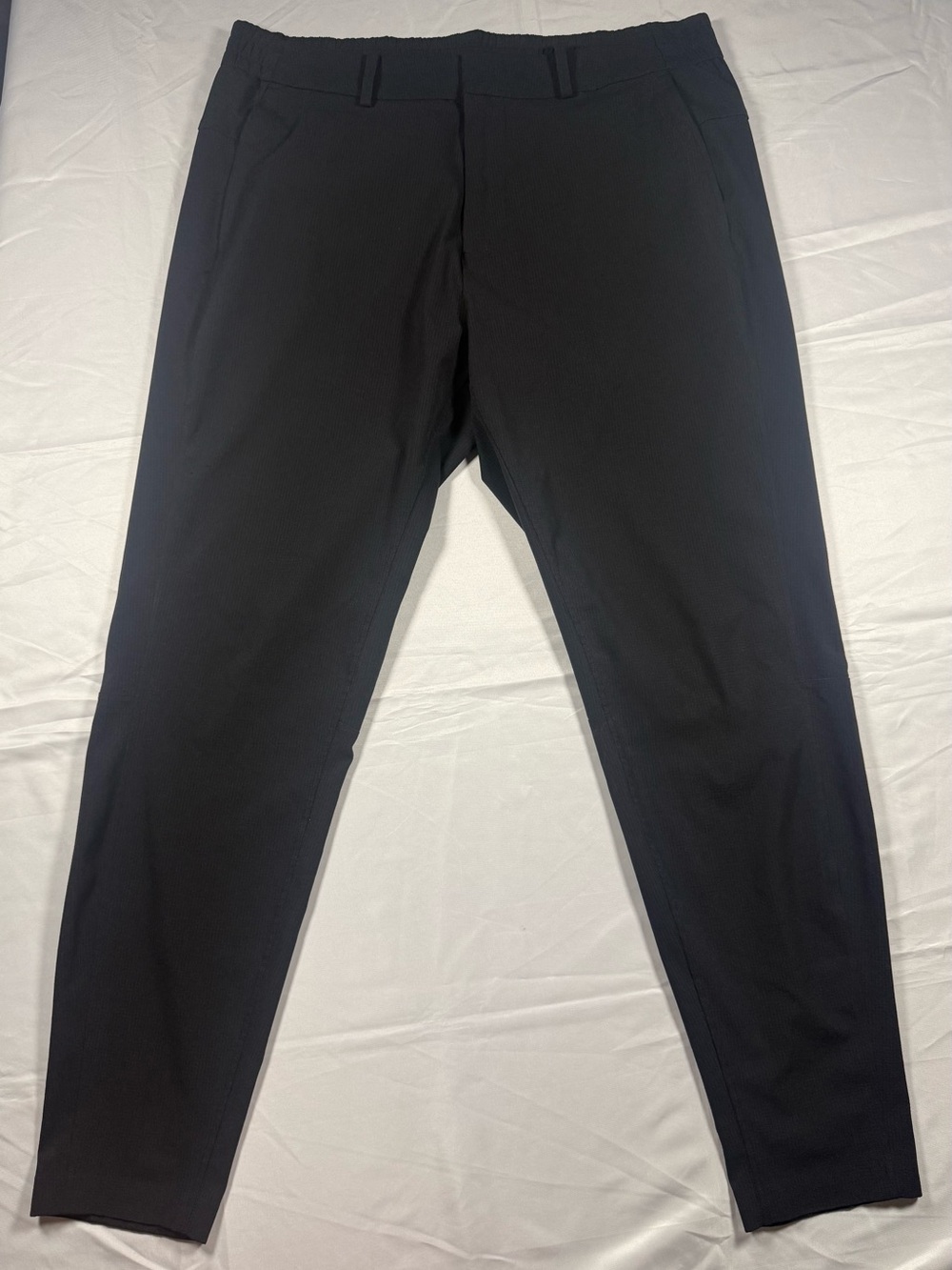 lululemon athletica Men's Black Tapered Stretch Trousers - 36x30